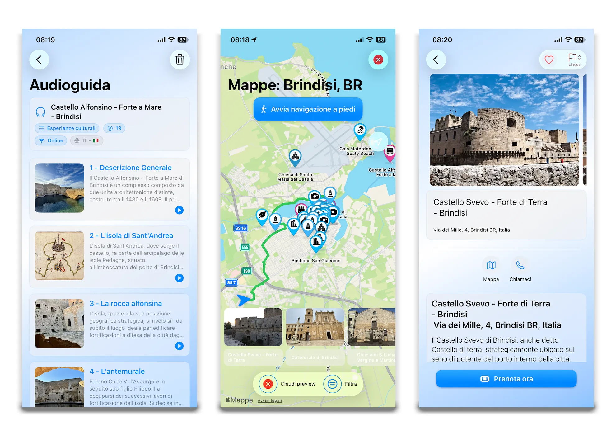 Visuale promozionale di PastPuglia App con logo, QR code e pulsanti di download