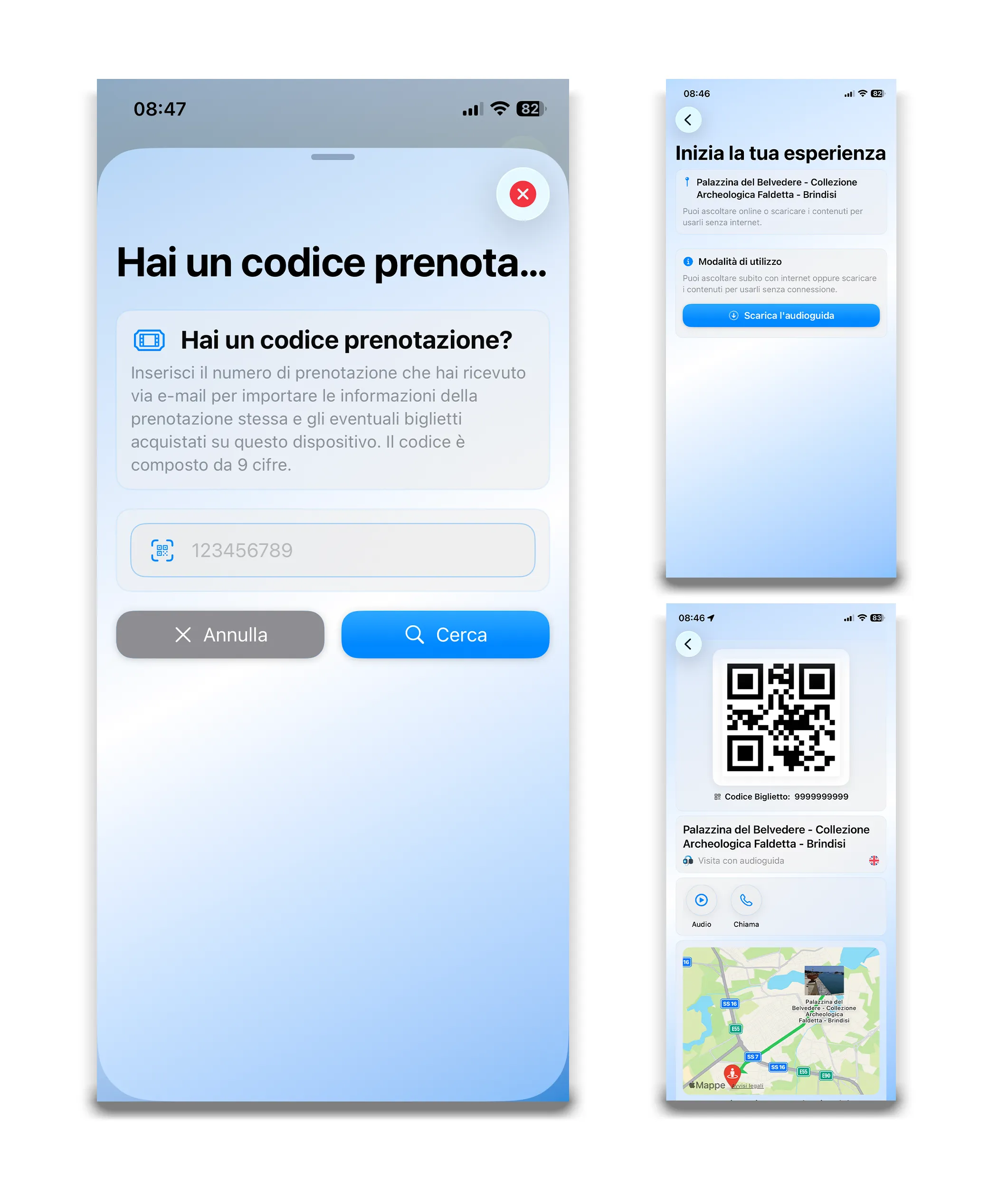 Schema visivo dedicato all'apertura delle audioguide
